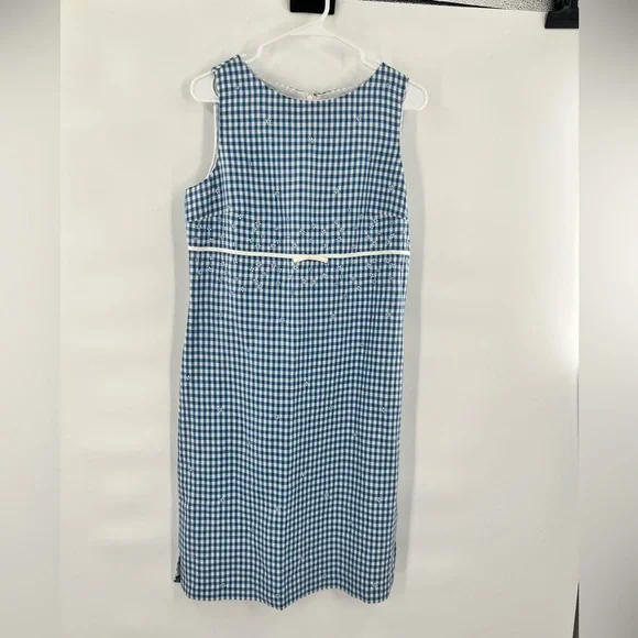 Talbots blue white sleeveless dress size 8 gingham - Picture 2 of 8